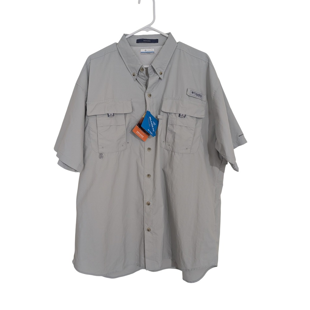 Columbia PFG Bahama II Short Sleeve Fishing Shirt Grey XL XM9640-019 NEW